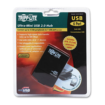 Tripp Lite Usb 2.0 Ultra-mini Compact Hub With Power Adapter, 4 Ports, Black freeshipping - TVN Wholesale